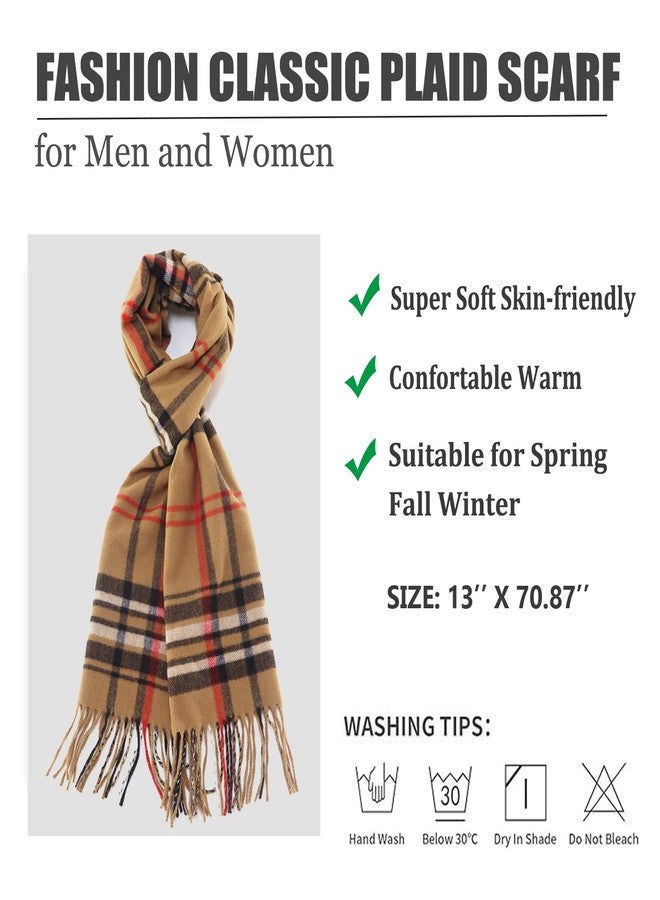 Nonakgado Camel Plaid Scarf-Winter Soft Classic Plaid Tartan Checkered Scarves for Women and Men(Style 34) - Image 5